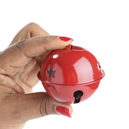 Group of 6 Red Star Cutout Reindeer Sleigh Bells by Factory Direct Craft - Red Bells for Holiday Decorating and Christmas Displays