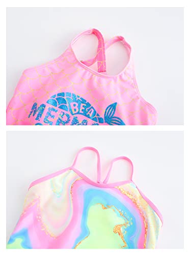 Image of Girls One Piece Bathing Suit Mermaid Printed Beach Swimwear