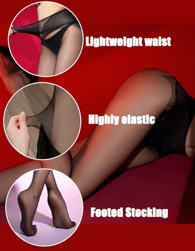 HTRUIYA Seamless Pantyhose for Women High Waist Matte Sheer Tights No Seam Stocking 2 pairs4