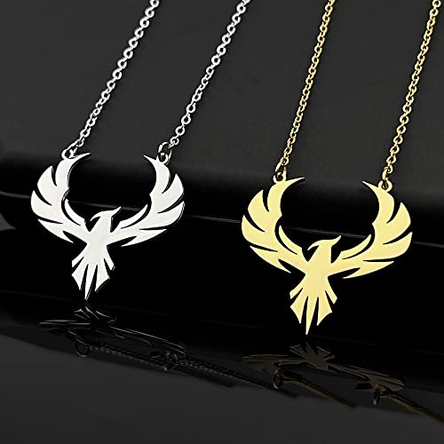 LLYANZ Phoenix Wings Tattoo Necklace Hollow Animal Bird Pendant Stainless Steel Necklace2