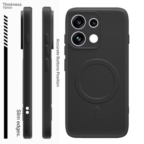 Image of Outlouders Back Cover for Oppo Reno 16c 5G | Soft Matte Silicone | Slim Fit | Magnetic-Safe Logo Design (Magnetic-Safe Not Compatible) | Shockproof | Camera Protection Bumper Case (Black)