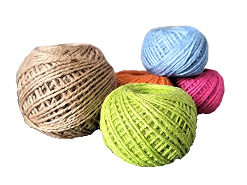 KIS Premium Colurful Natural Jute Twine 328 Feet 2mm -