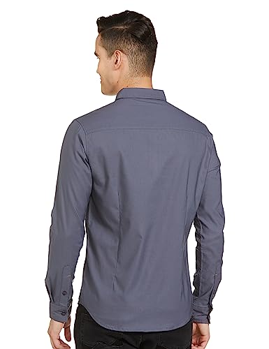 Image of The Indian Garage Co Men Slim Fit Solid Full Sleeves Spread Collar Casual Shirt
