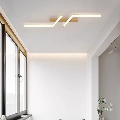 Luminaire plafonnier longue design en aluminium doré de 80 cm