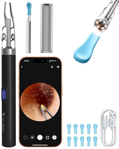 Image of DR VAKU CLENZIO PRO Earocam Earwax Removal Tool Kit with Forceps HD Camera Wifi Connection & 6 LED Lights Endoscope Tool Ear Cleaner for iOS & Android + 11 Silicone Tips Free- Black