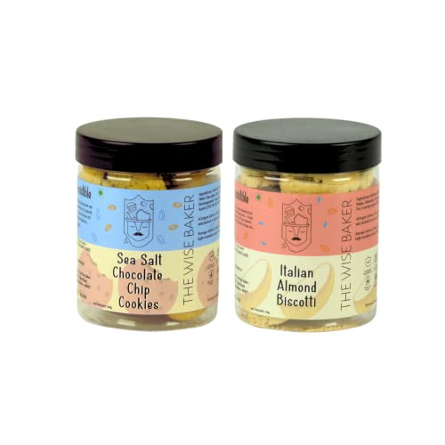 Image of The Wise Combo of Baker Sea Salt Chocolate Chip Cookies 200 GM with Italian Almond Cookies 150 GM