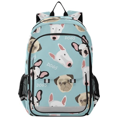 Sac à dos ordinateur enfants bouledogue vert antichoc et léger