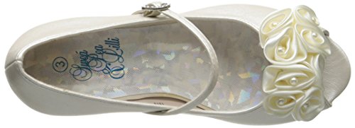 Swea Pea & Lilli Girl's Peep Toe Dress Shoe with Satin Flowers Ivory 4