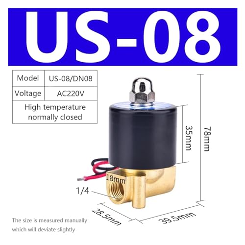 Válvula solenoide AC220V resistente a altas temperaturas US-08 de 1/4 pulgada 3