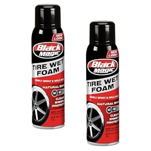 Black Magic 120269 Tire Wet Foam - Specially Formulated Thick Tire Spray Foam Clings to Tires to Dissolve & Clean Dirt while Shining & Protecting, 18 Fl. Oz. (Pack of 2)