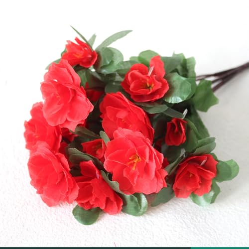 6 Pcs Artificial Flowers for Outdoors Indoor Decoration Artificial Plants Silk Geranium for Decor Outdoor Red Fake Flowers for Kitchen Table Indoor Outside Spring Decor (6, Red) image 6