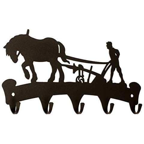 Dragon Laser Ltd., Horse & Plough Decorative Hooks, Farming, Multi Hooks, Coat Hooks, Key Hooks, Kitchen Utensils Cover