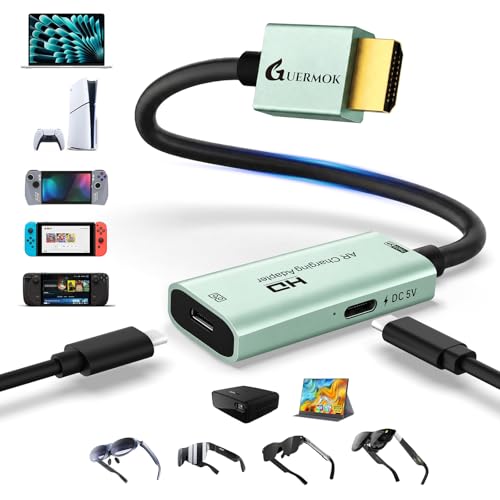 Image of Guermok AR Glasses HDMI to USB-C Video Adapter, 4K@60Hz HDMI Source to USB-C Display Converter, for XREAL One /Air 2 Pro /RayNeo /Rokid, Switch 2 /1, Xbox1, PS4 /5, Portable Monitors (Green)