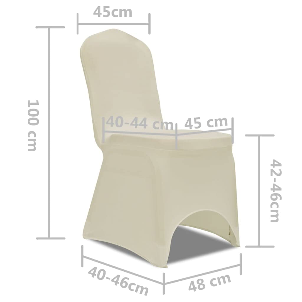 50 Stuhlhussen Stretch cremefarben 100 cm Höhe | 10% Spandex, Dehnbarer Stoff, Einfaches Überziehen, Für Hochzeiten Bankette Konferenzen