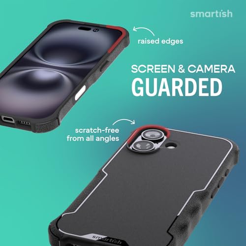 Image of Smartish iPhone 17 MagSafe Case + MagSafe Wallet - Magnetic Protective Case - Heavy Duty Armor Cover for Men + Detachable Extra Strength Magnetic Wallet for Apple iPhone 17 - Black Tie Affair