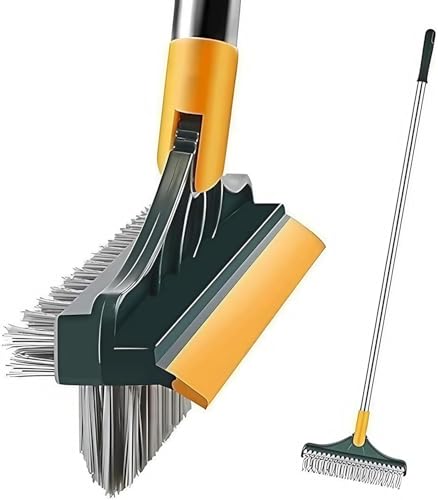 Image of DARNEX 3-in-1 Bathroom Cleaning Brush with Wiper - Long Handle 180 Rotate Toilet Brush, Tiles Cleaning, Floor Scrub for Kitchen and Bathroom Accessoriess (3 in 1 Cleaning Brush)