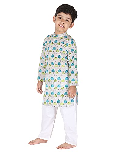 Image of Baby Boys Ethnic Wear | Handloom Cotton Kurta Pajama Set for Festivals | Comfortable & Stylish Traditional Kids Kurta Pyjama Set
