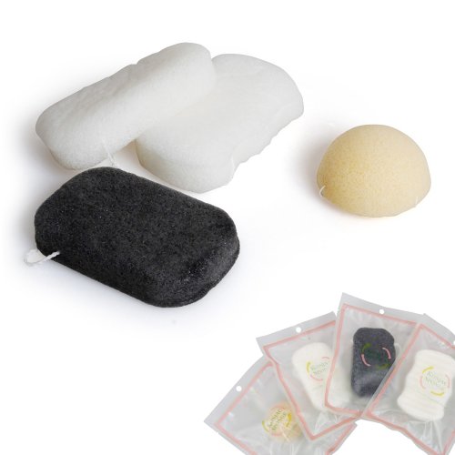 BMC 4pc All Natural Face + Body Skin Care Beauty Konjac Fiber Sponge Health Product Set - Cleanse Collection