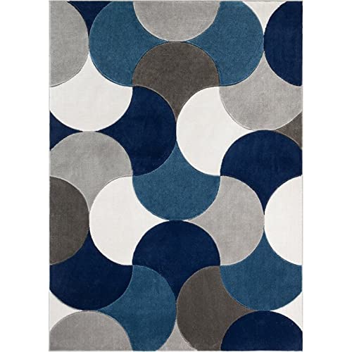 Image of Modern Contemporary Handmade Tufted Woolen Carpet for Living Room Bedroom and Hall Size 5 x 7 Feet Color Multi