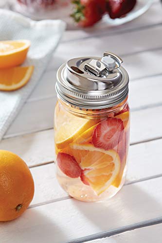 Jarware Stainless Steel 2-In-1 Drink And Fruit Infusion Lid, Regular-Mouth, Silver #TOP1