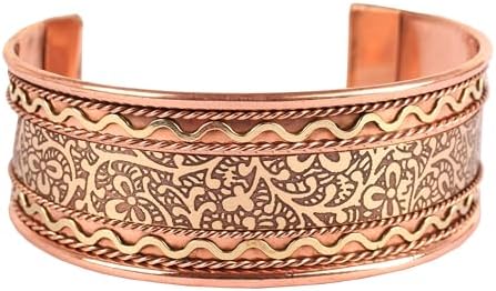 Touchstone Tibetan Indian Spiritual Buddha Bracelet Three Metal Copper Brass Peace Healing Chakra Yoga Meditation Mantra Jewelry for Women and Men