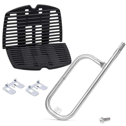 Criditpid Grill Replacement Parts for Weber Q100 Q1000 Q120 Q1200 Q140 Q1400 7644 7582 Cooking Grates & 60040 Burner Tube Kit for Weber 516002 516001 50060001 51060001 Gas Grills.