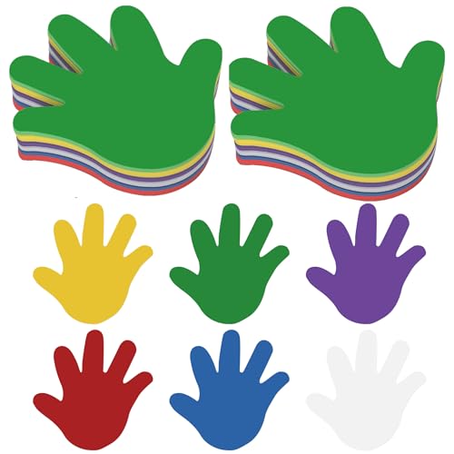 Image of Ireer 48 Pcs Large Foam Hand Cutouts 6 Inch Assorted Color Handprint Die Cuts Hand Bulletin Board Cutouts for DIY Craft Projects Back to School Classroom Decoration