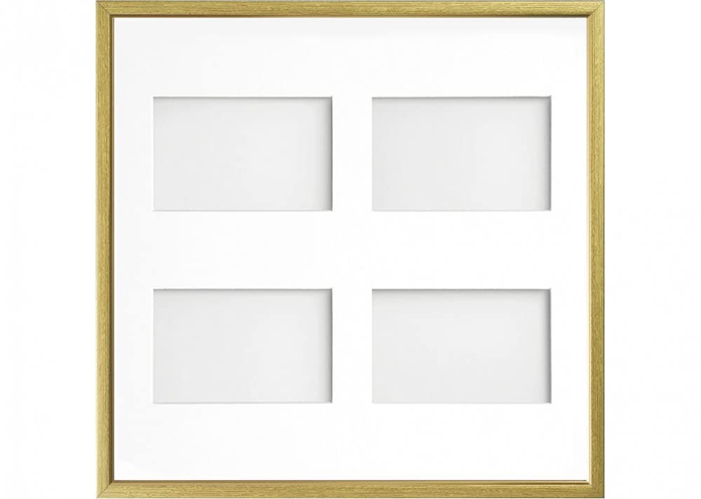 Frame Company Drayton Multi Aperture Photo Frame, Gold with Gold Inset, 40x40cm for 6x4 inch (x4)