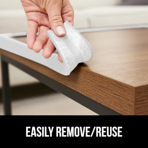 Image of GORILLA GRIP Baby Proof Corners and Edges for Furniture, Kid Proofing Adhesive Table Corner Protectors, Heavy Duty Soft Rubber Foam Protection, Includes 8 Protective Safety Guards, 15 Feet, Off White