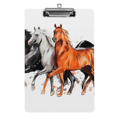 Porte document avec clip A4 cheval blanc brun et planchettes à pince rigide
