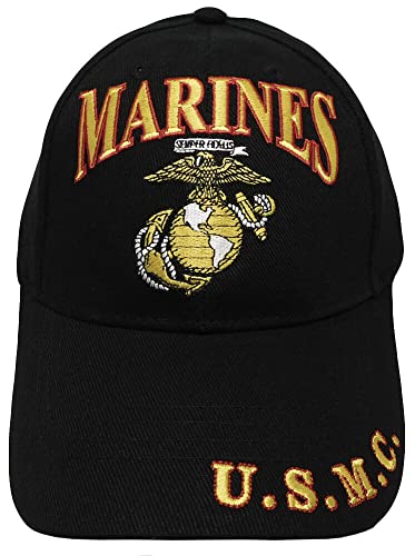 Gorra negra de algodón bordada U.S. Marines ajustable miniatura 3