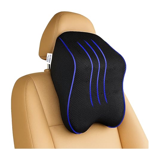Image of GADDA CO Car Neck Rest Pillow | Premium Memory Foam Neck Pillow for Car | Orthopedic Neck Rest for Car Seat | Cervical & Head Support Cushion | Relieves Neck Pain | 2 Year Warranty (Mesh Black)