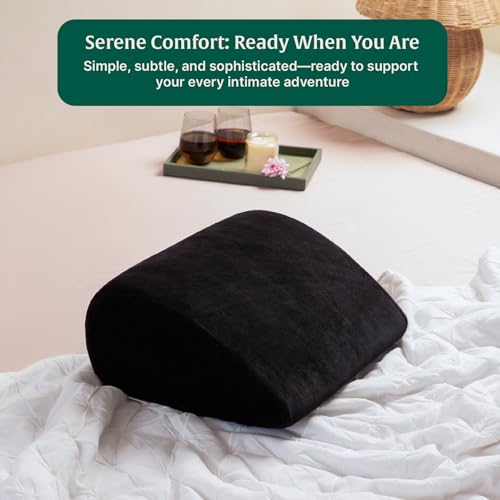 Image of The White Willow Orthopedic Memory Foam Soft Inclined Bed Wedge Leg Rest Pillow for Acid Reflux, Pregnancy, Anti Snoring, Reading, Back Pain Relief, Knee and Back Support- (17 inch x 14.8 inch x 7 inch) Black