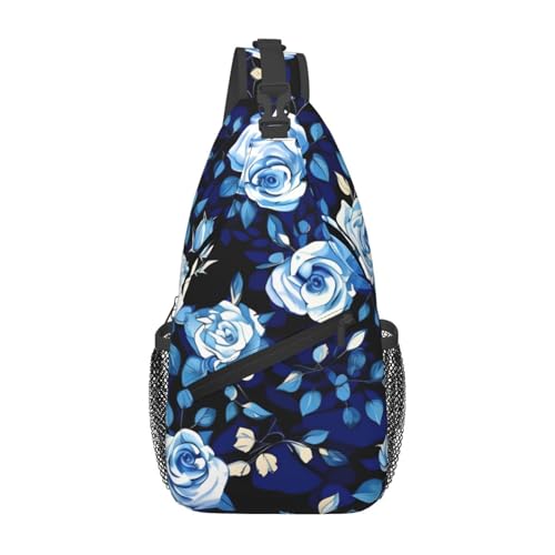 Mochila cruzada deportiva impermeable estilo floral negra