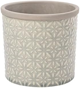 Burgon & Ball Tuscany Indoor Glazed Ceramic Plant Pot Large in Soft Grey