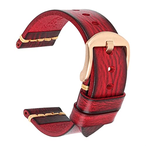 Bracelet de montre en cuir véritable 22mm rouge glamour