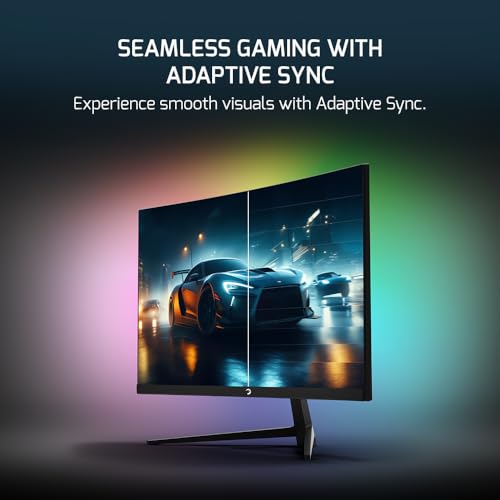 Image of GAMEPOWER F10 23.6 Inch Curved Gaming Monitor, 120Hz 1080p Display, 1ms Response Time, AMD FreeSync, HDR Support, 125% sRGB, RGB Backlight, Dual Speakers, Zero Frame Design, HDMI and VGA Inputs,1800R