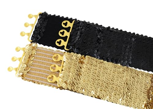 Anna-Kaci Women's Sparkly Glitter Sequin Wide Stretch Elastic Belt Accessory4