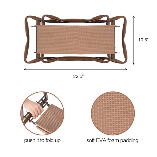 LUCKYERMORE Garden Kneeler and Seat Folding Kneeling Bench Stool with Tool Pouches Soft EVA Foam for Gardening,Asiento Garden Kneeler,Brown - Thumbnail 7