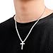 Fiusem Silver Tone Cross Necklace for Men, Mens Cross Necklaces with 2.5mm Cross Chain and Stainless Steel Cross Pendant Small, Box Chain 20 Inch