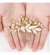 Brishow Bridal Hair Comb Gold Rhinestone Hair Pieces Crystal Leaf Wedding Hair Accessories Hair S...