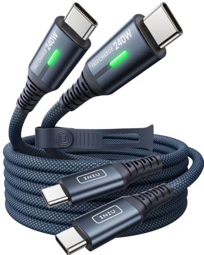 INIU 240W USB C Kabel, PD Schnellladekabel USB C auf USB C Kabel, Nylon Geflochten Ladekabel USBC Ladegerät für iPhone 17 16 15 Pro Max Samsung S26 Ultra Pixel 10 iPad Pro MacBook Air [2Pack Blau 2m]