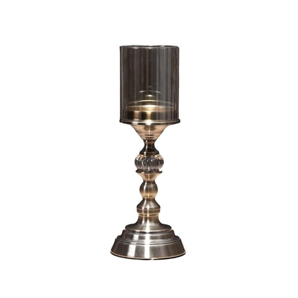 SDGBCXD candlestick holder, Retro Metal Glass Candle Holder Luxury Dining Table Decoration Candlestick Decor(M)