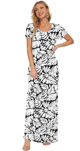 Image of AUSELILY Women's Classic Short Sleeve Loose Plain Casual Long Maxi Dresses for Women 2026