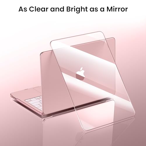 Image of BlueSwan Case for MacBook Neo Cover 13 inch 2026 A3404 Clear Hard Shell | Compatible for Apple Mac Neo 13 inch A18 Pro, Glossy Bright Finish, Scratch Resistant Protection, Laptop Skin Accessories, Blush