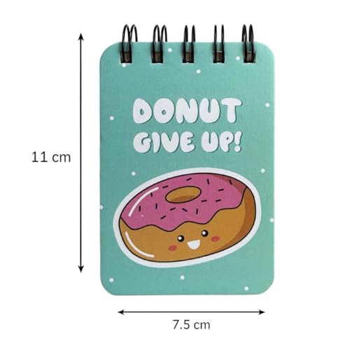 Image of Spiral Pocket Notebook (7.5 x 11 cm) | Cute Mini Notepad | Small Handy Notebook for School, Office & Personal Notes (Donut)
