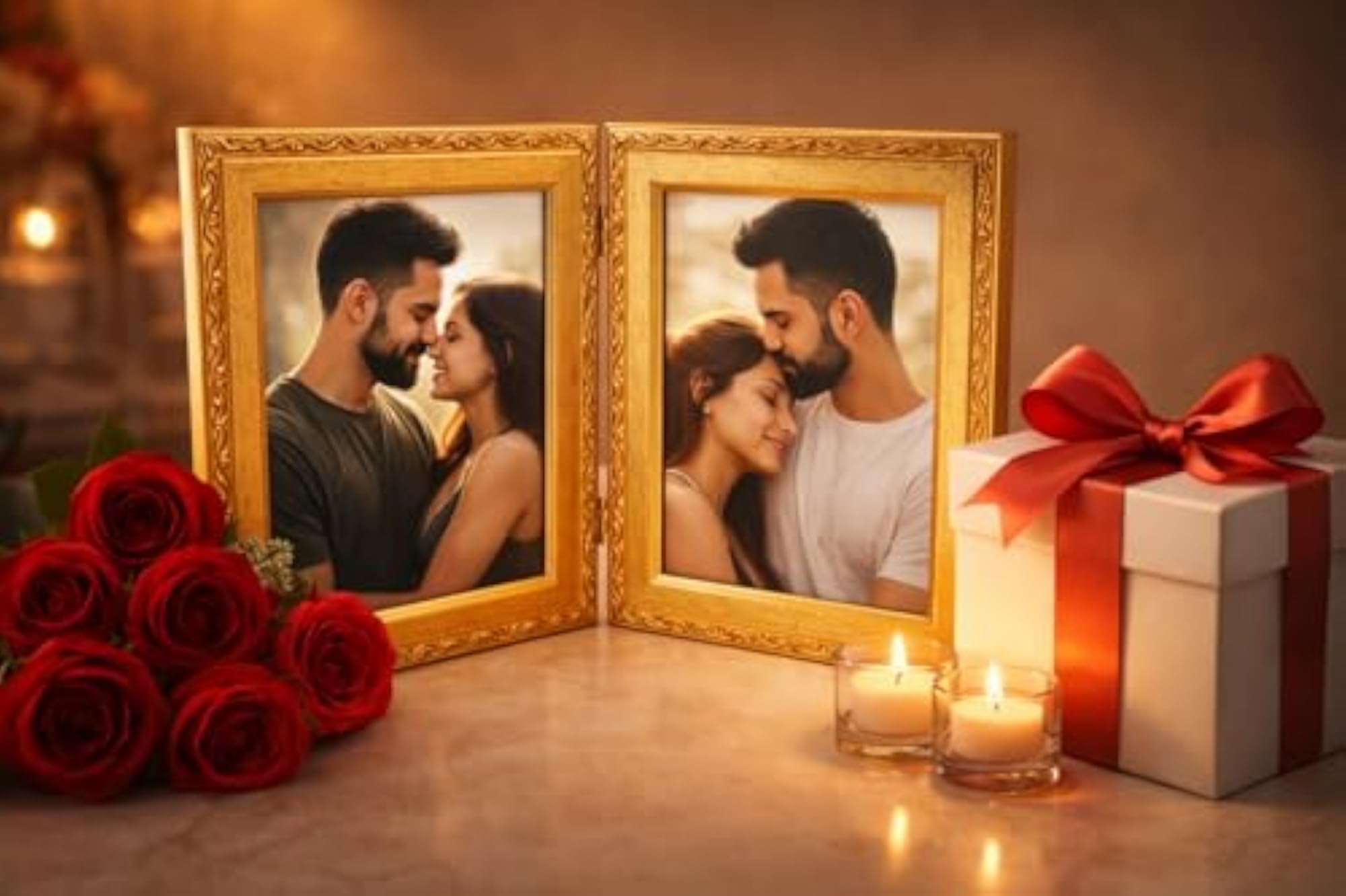5x7 Golden Double Hinged Photo Frame for Table