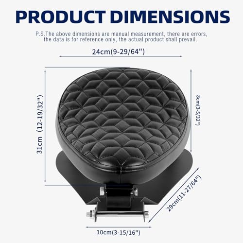 Image of DREAMIZER Motorcycle Seat Cushion Driver Solo Seats with Spring Bracket PU Leather Compatible with Harley Honda Yamaha Kawasaki Sportster Iron 883 1200 Chopper Bobber Cafe Racer-Rhombic Breathable