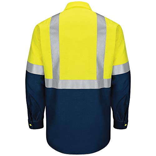 Image of Red Kap Men's Hi Visibility Long Sleeve Ripstop Work Shirt - Type R, Class 2