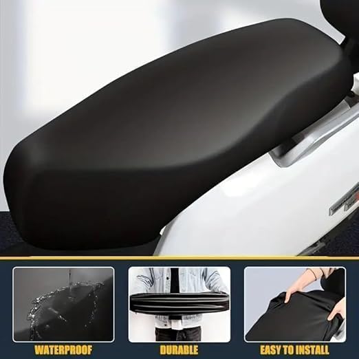 Image of Seat Cover 65 x 35 cm | PU Leather & 3D Mesh Seat Cushion Cover | Removable Washable Seat Protector for Daily Riding | Dust Resistant & Anti Scratch | Black Anti-Scratch Protection